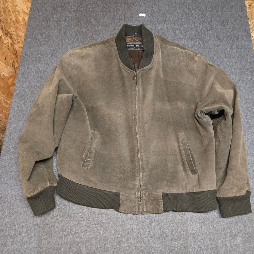 Vintage Wear-Me-Out Bomber Jacket Mens XL Brown Genuine Suede Leather Full Zip